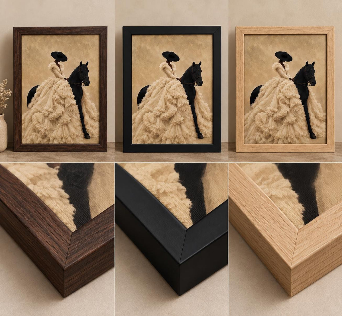Black Woman Horse Rider Print, Afrocentric Equestrian Fashion Art