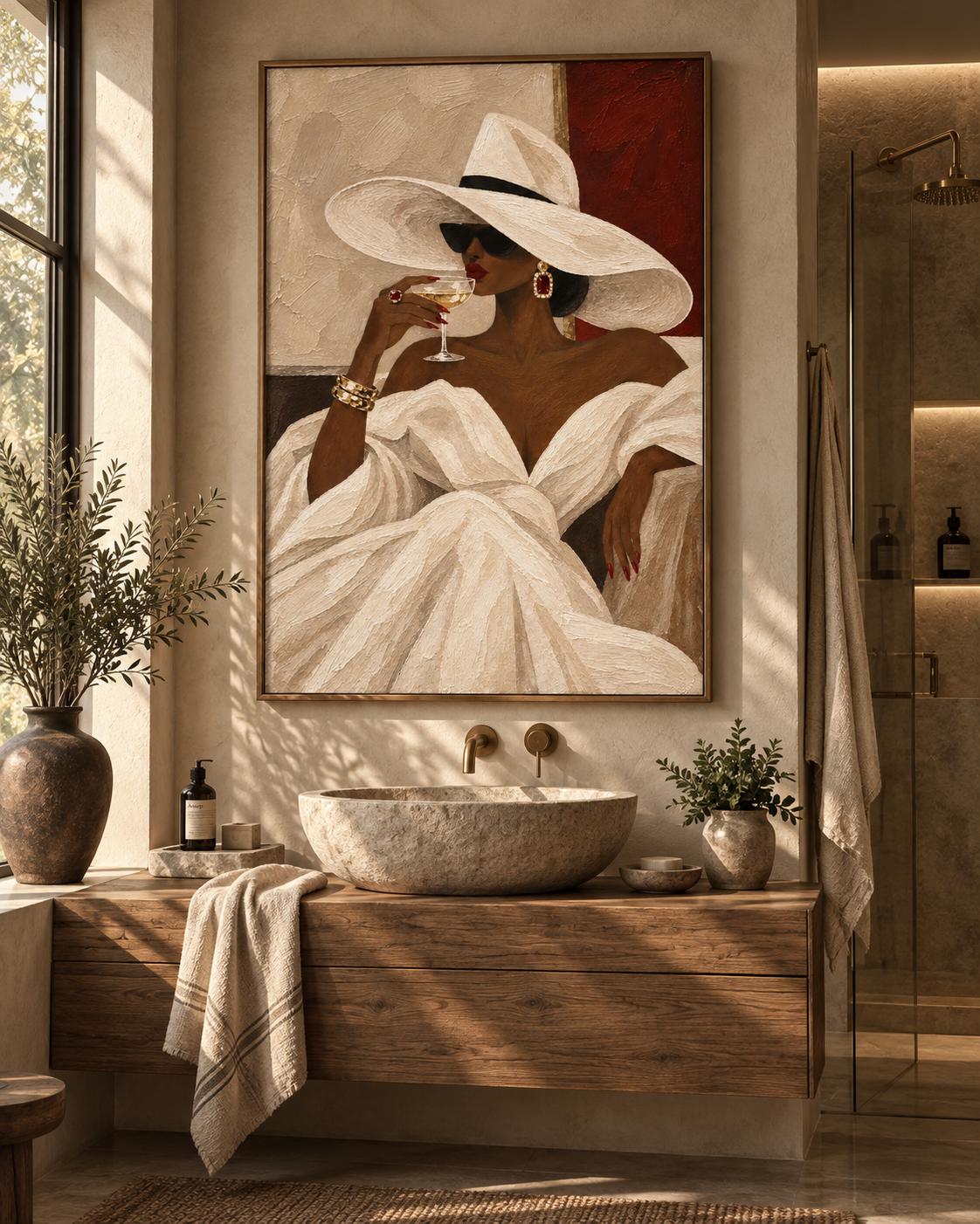 Black Woman Wall Art, Luxury Fashion Print, Afrocentric Wall Art, Black Girl Art, Elegant Woman Artwork, Framed Wall Art