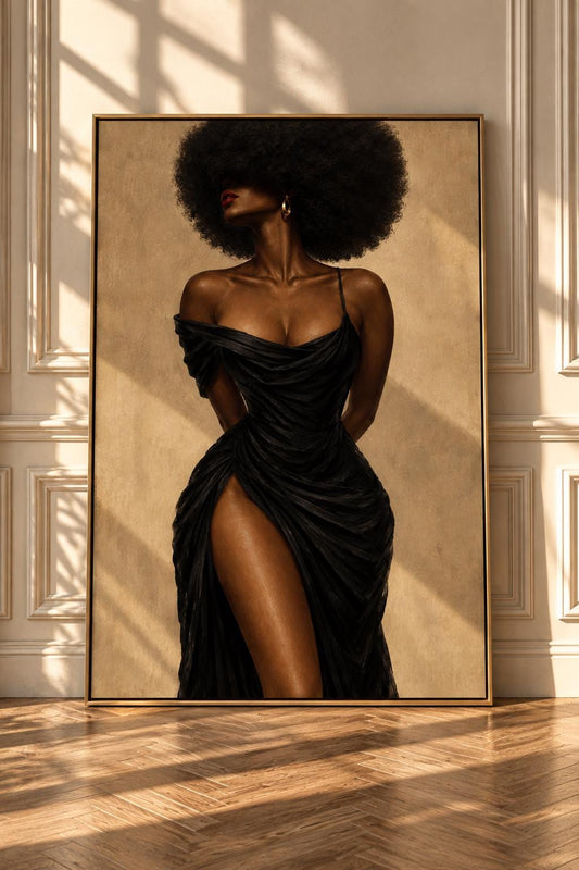 Minimalist Afrocentric Silhouette Print, Modern Black Woman Wall Art
