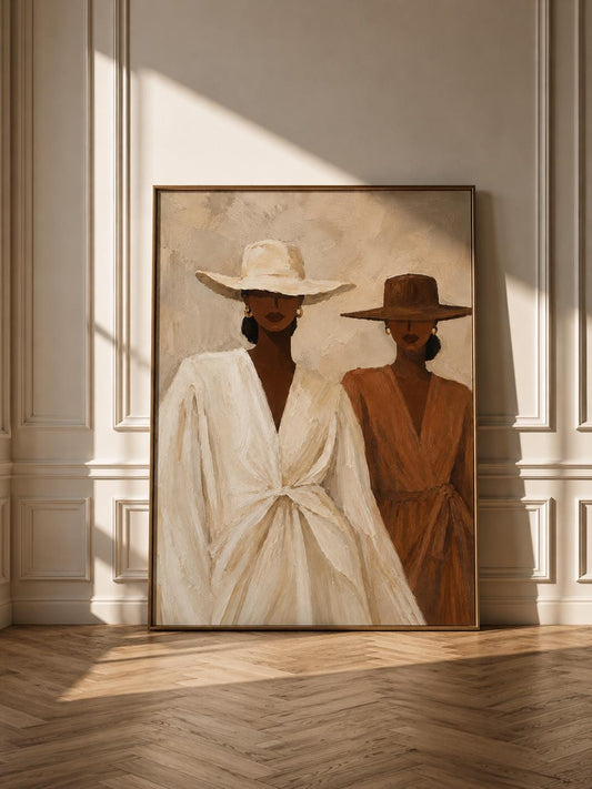 Black Women Wall Art, Neutral Tones Fashion Portrait Print