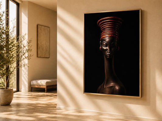 African Queen Wall Art, Afrocentric Modern Portrait, Black Woman Canvas Decor