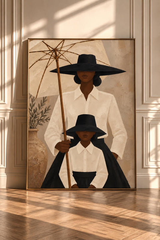 Afrocentric Mother Daughter Portrait Print – Fine Art Wall Decor