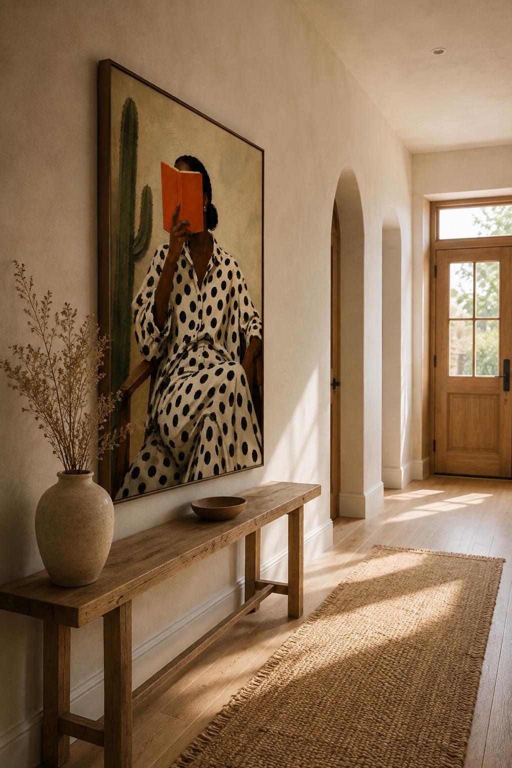 African Woman Reading Wall Art, Neutral Boho Home Decor Print