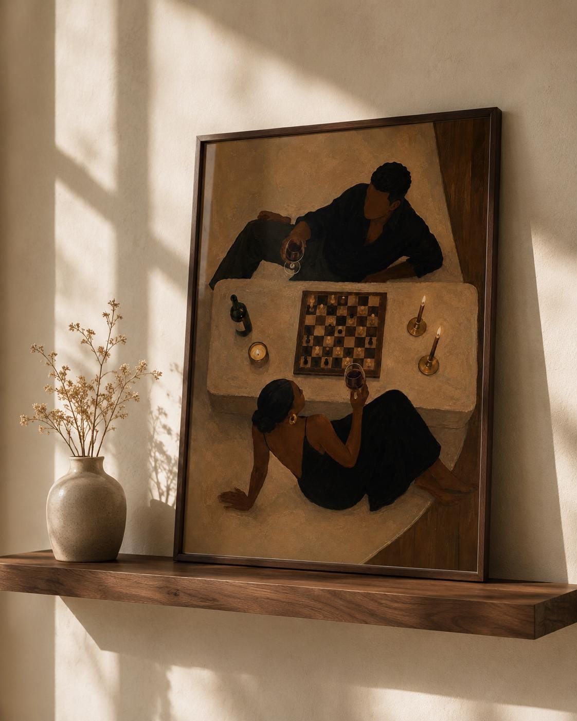 Black Couple Wall Art, Romantic African American Art, Luxury Neutral Decor