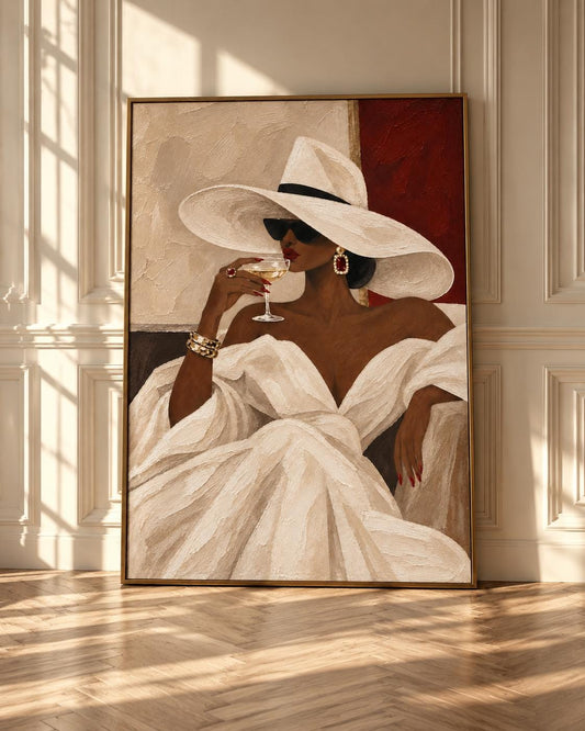 Black Woman Wall Art, Luxury Fashion Print, Afrocentric Wall Art, Black Girl Art, Elegant Woman Artwork, Framed Wall Art