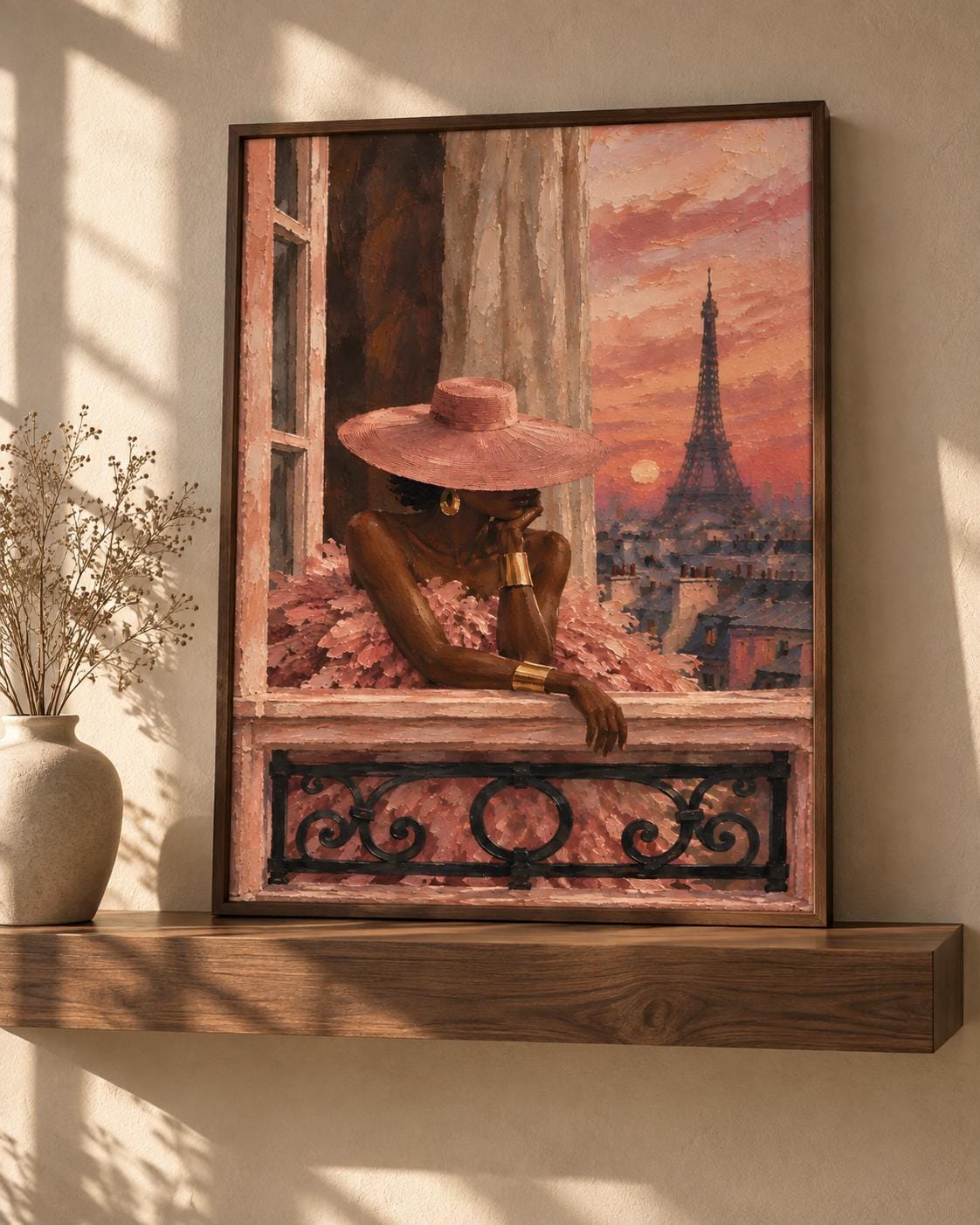 Black woman Paris Wall Art , Afrocentric Fashion Print