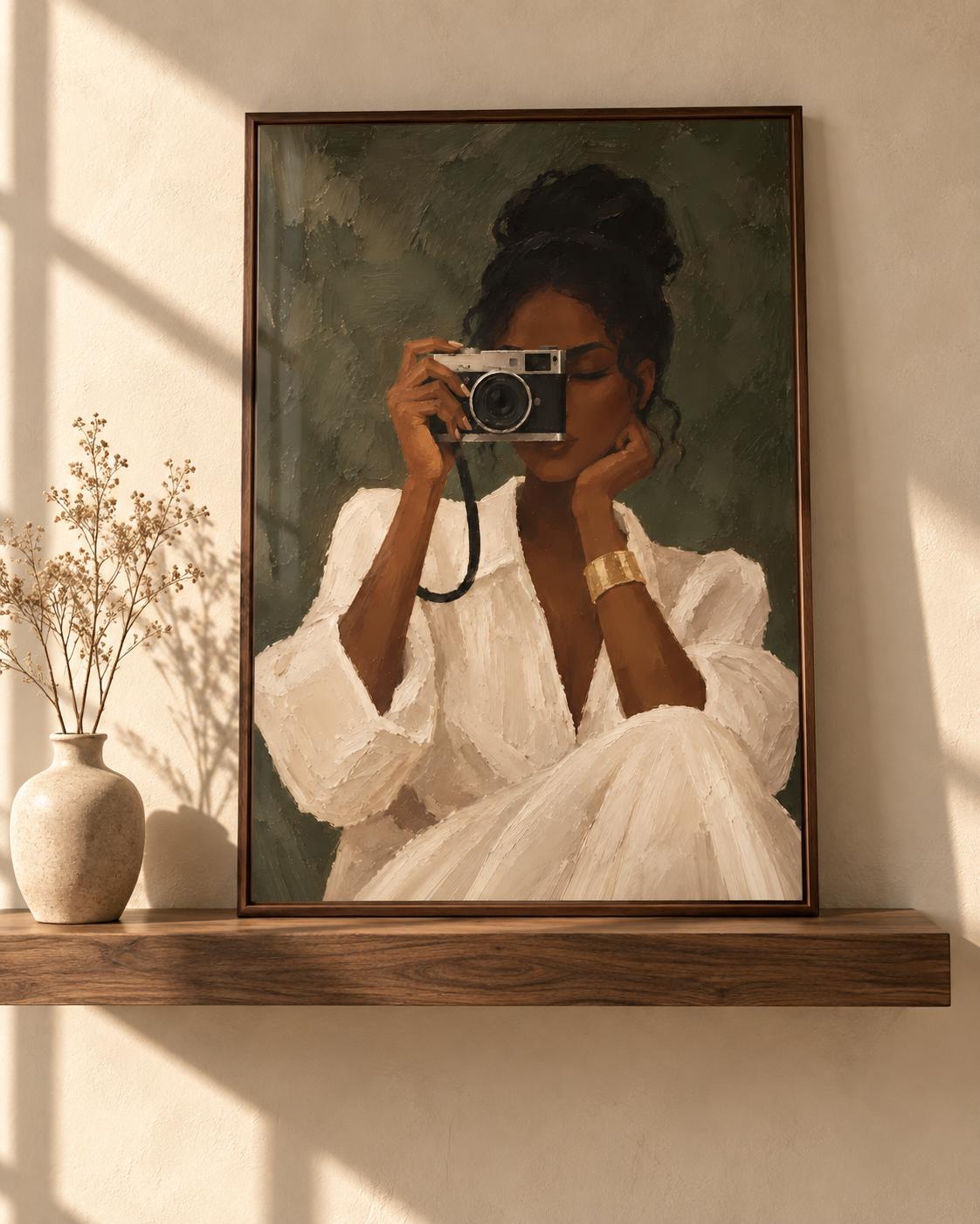 Black Woman Fine Art Portrait Print, Modern Minimalist Wall Decor