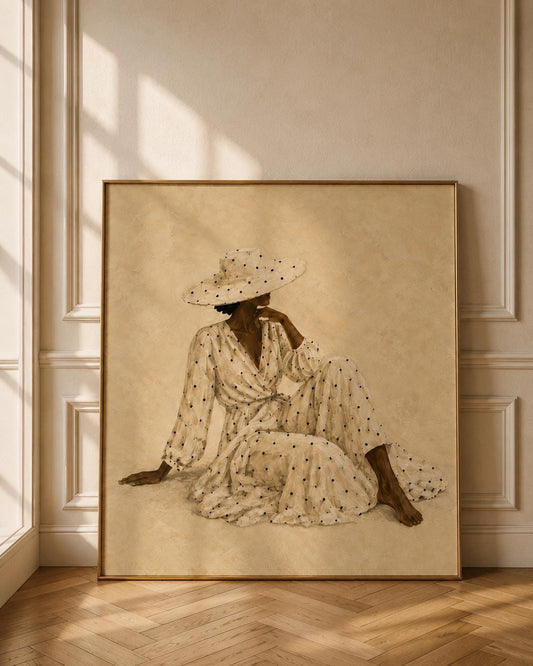 Minimalist Black Woman Art, Polka Dot Fashion Print, Afrocentric Poster, Elegant Home Decor