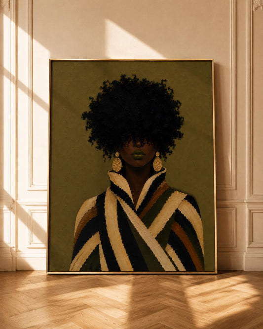 Afro Woman Portrait Print, Modern Minimalist African Artwork, Luxury Home Poster
