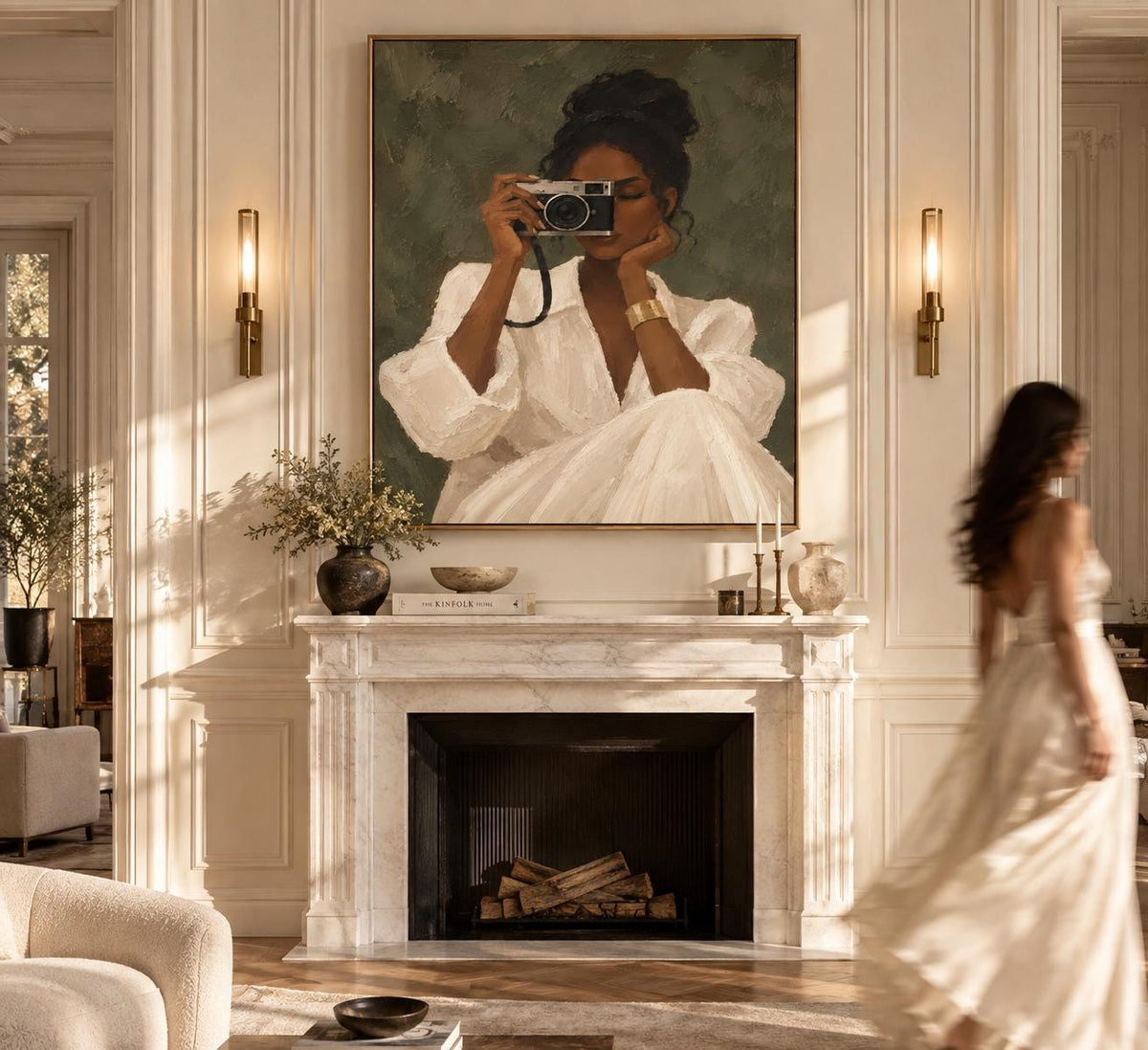 Black Woman Fine Art Portrait Print, Modern Minimalist Wall Decor