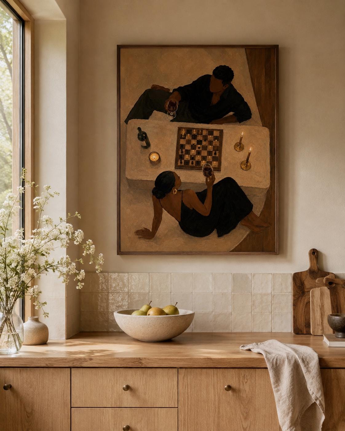 Black Couple Wall Art, Romantic African American Art, Luxury Neutral Decor
