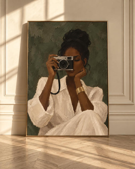Black Woman Fine Art Portrait Print, Modern Minimalist Wall Decor