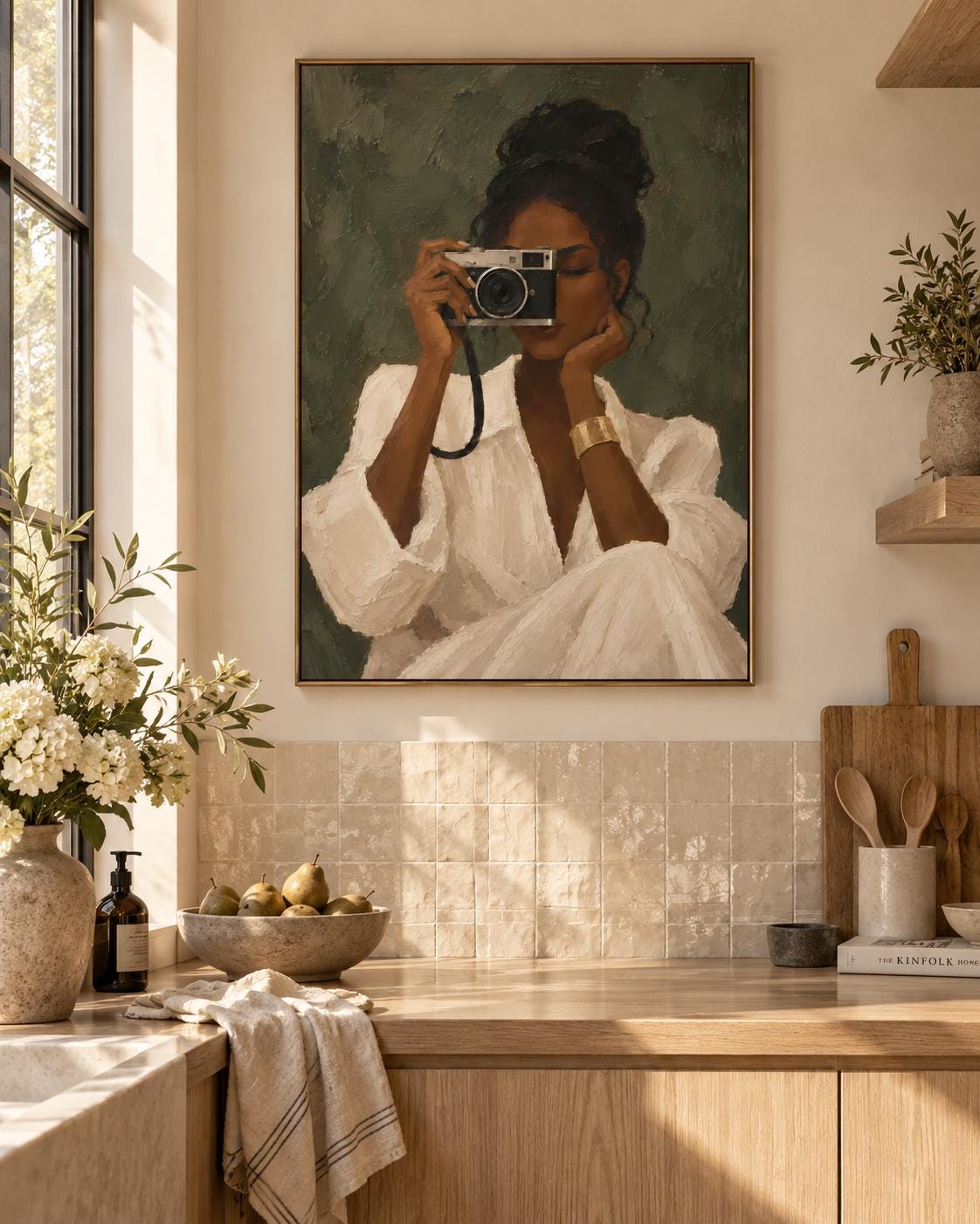 Black Woman Fine Art Portrait Print, Modern Minimalist Wall Decor