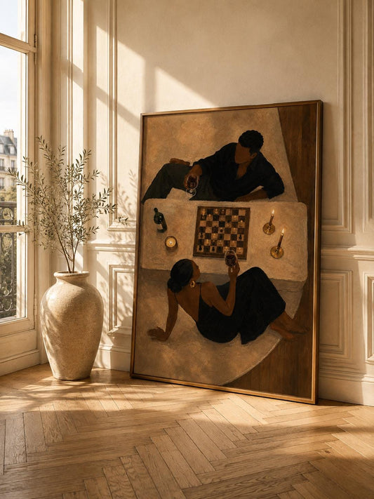 Black Couple Wall Art, Romantic African American Art, Luxury Neutral Decor