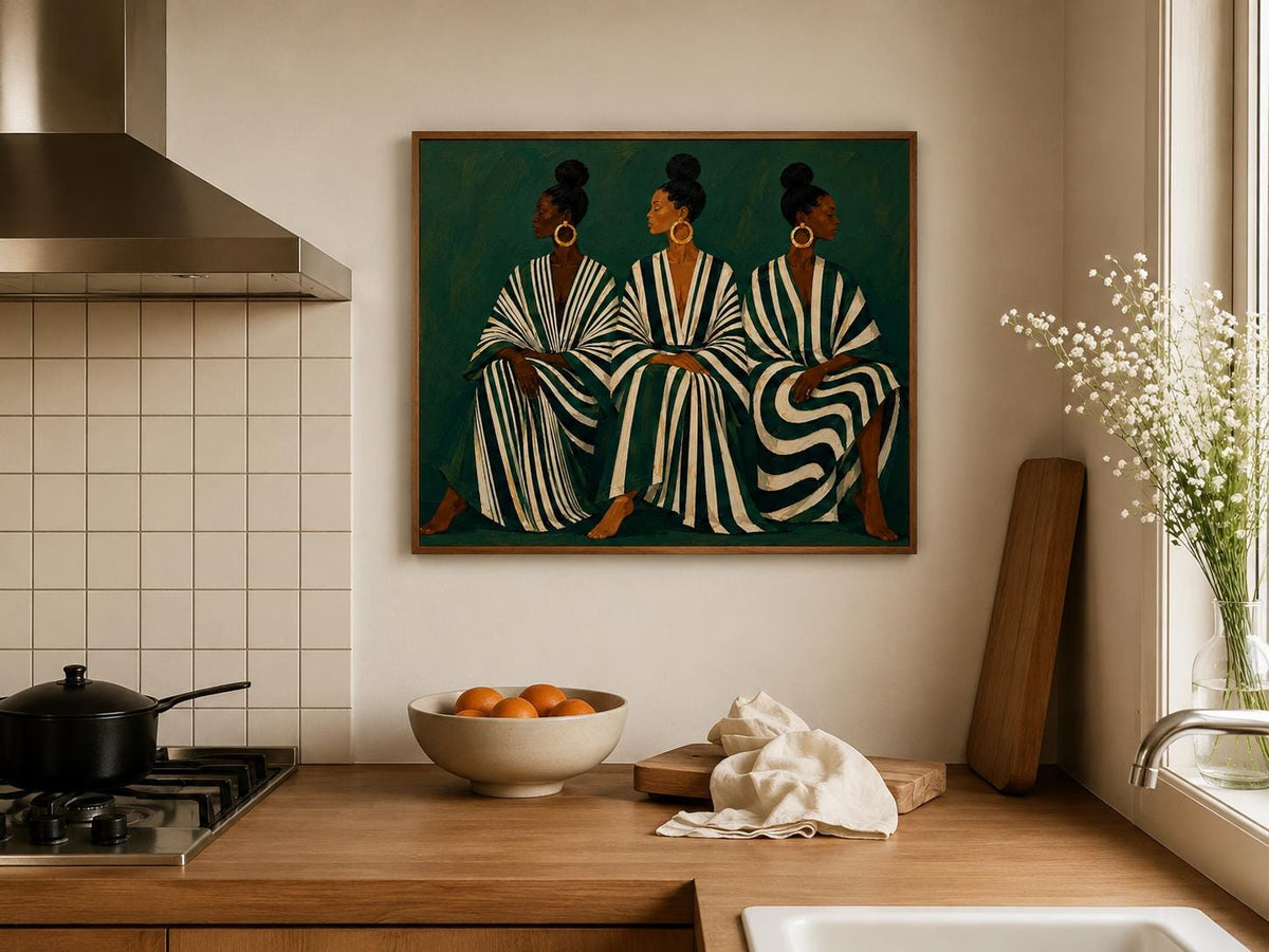 Modern Afrocentric Wall Art: Friends Black Painting, African Home Decor