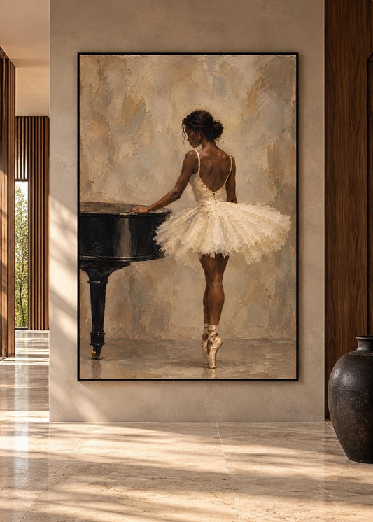 Black Ballerina Wall Art, Ballet Dancer Print, Black Woman Art, Neutral Beige Wall Decor