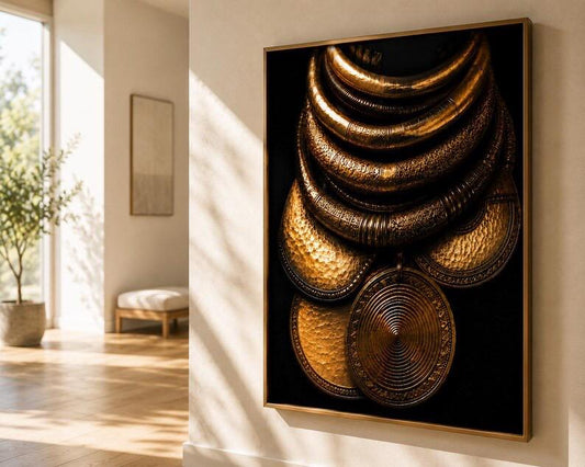 African Tribal Gold Statement Poster, Ashanti Inspired Luxury Wall Art