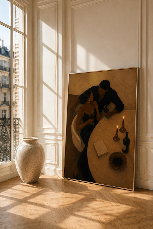 Black Couple Fine Art Print, Romantic African American Wall Art, Minimalist Home Decor