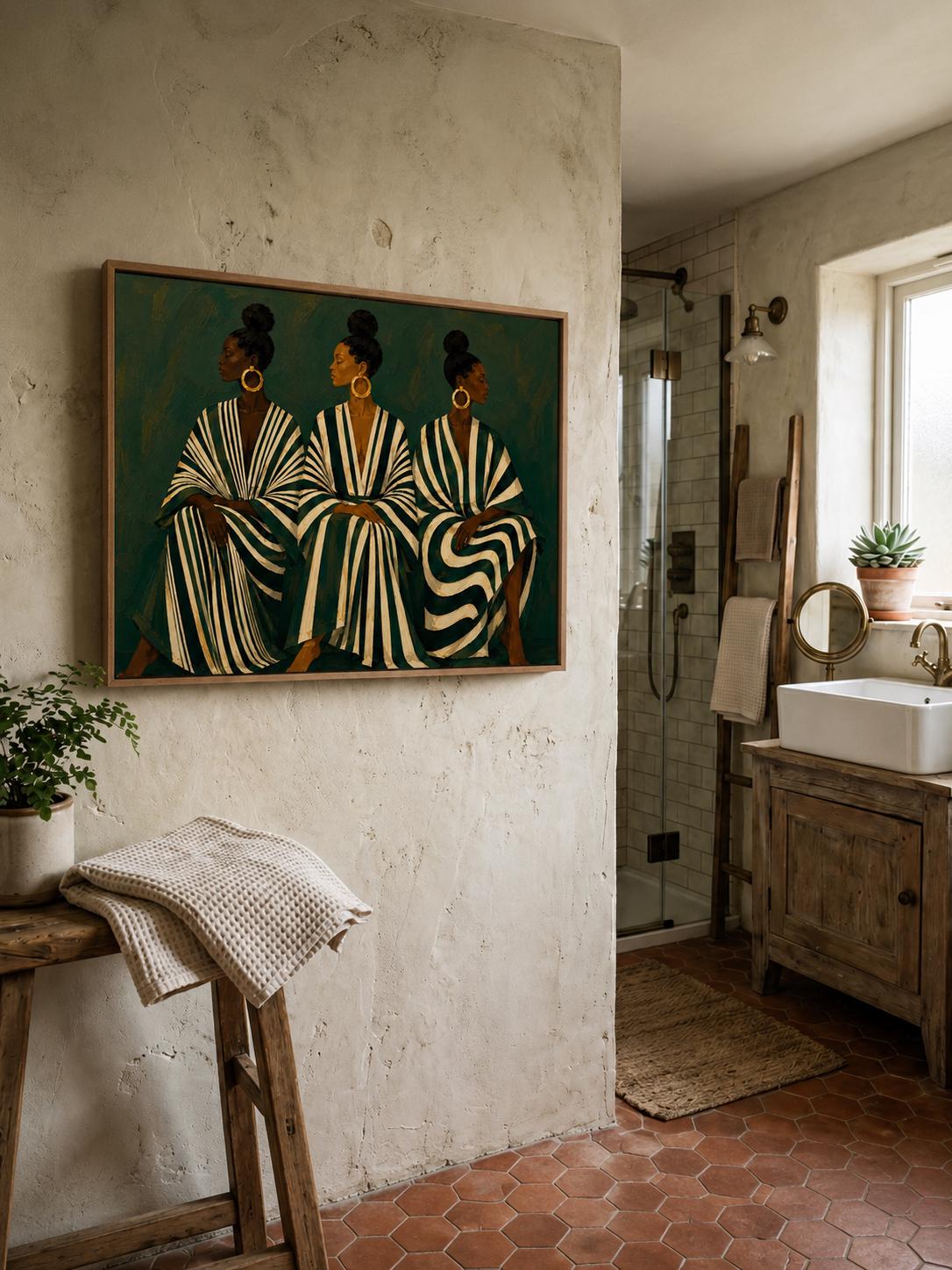 Modern Afrocentric Wall Art: Friends Black Painting, African Home Decor