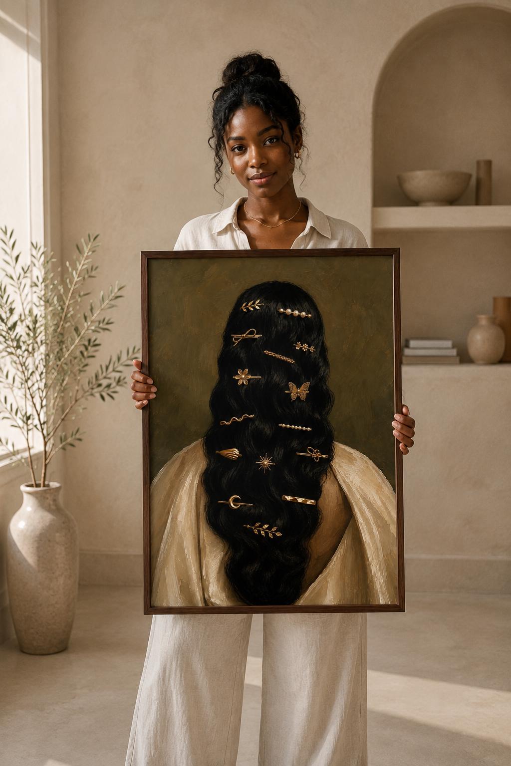 Black Woman Fine Art Print, Modern African American Portrait, Empowerment Wall Decor